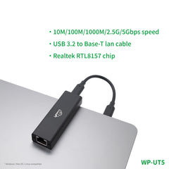 USB 3.2 から 5GbE へのアダプタ (WP-UT5) Realtek RTL8157